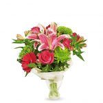 Ramo de rosas rosas lilium y anastasias